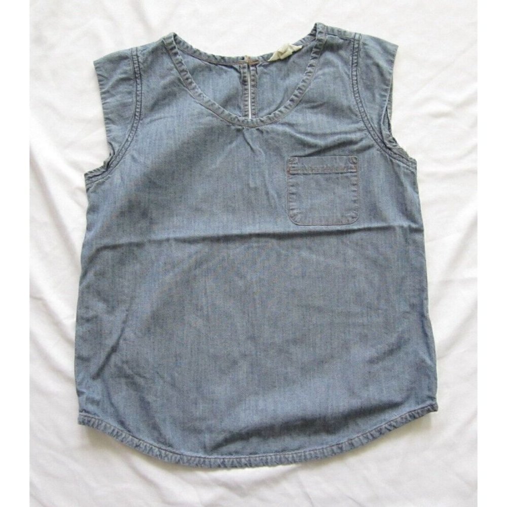 Women Land's End Canvas Cowl Sleeveless Denim Top Blouse Size 2 (WB39)